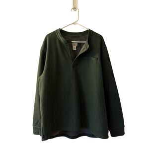 L.L. Bean Men’s Sweater Waffle Fleece Lines Snap Henley Thermal Size XL Regular